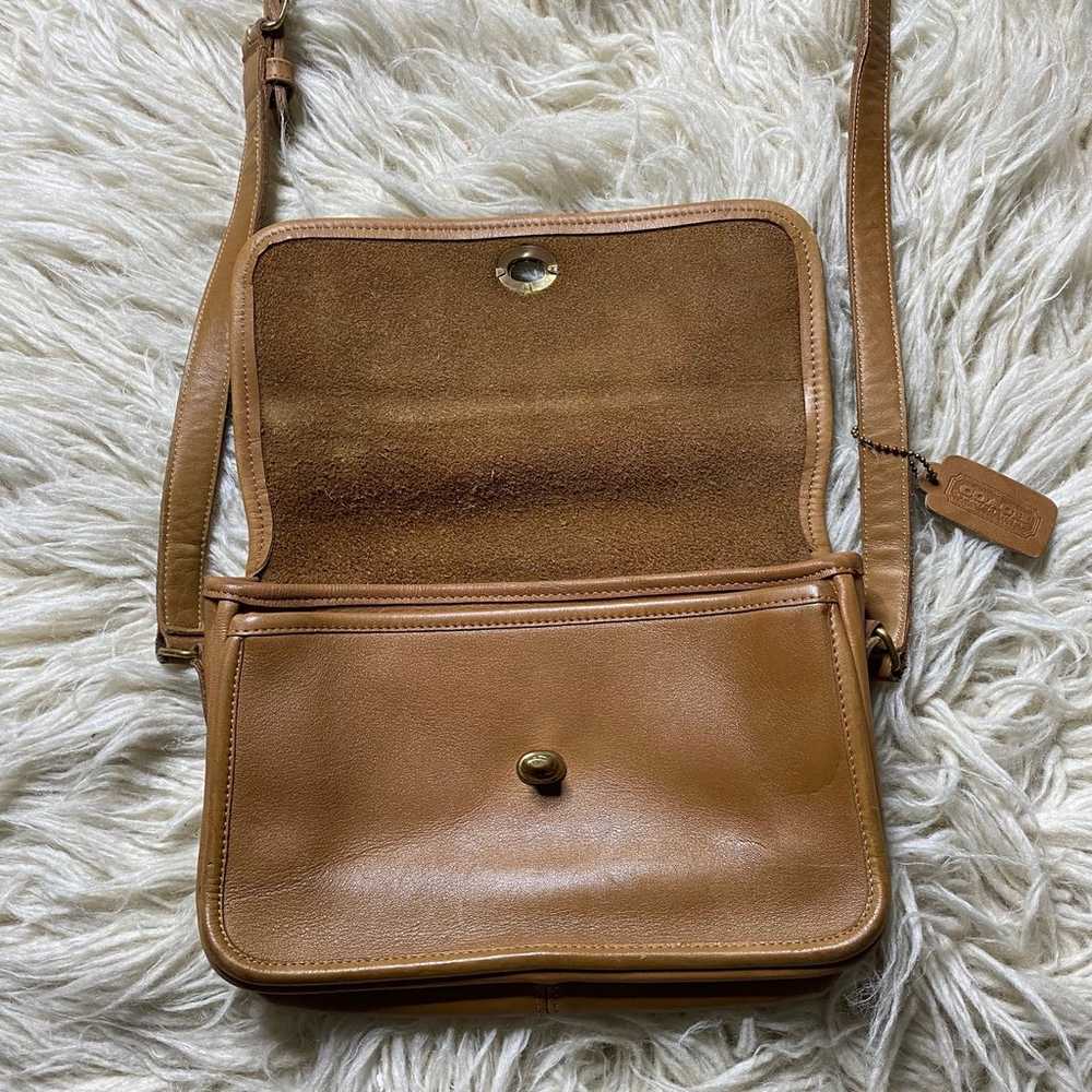 Vintage Coach Compartment Bag  British Tan Crossb… - image 3