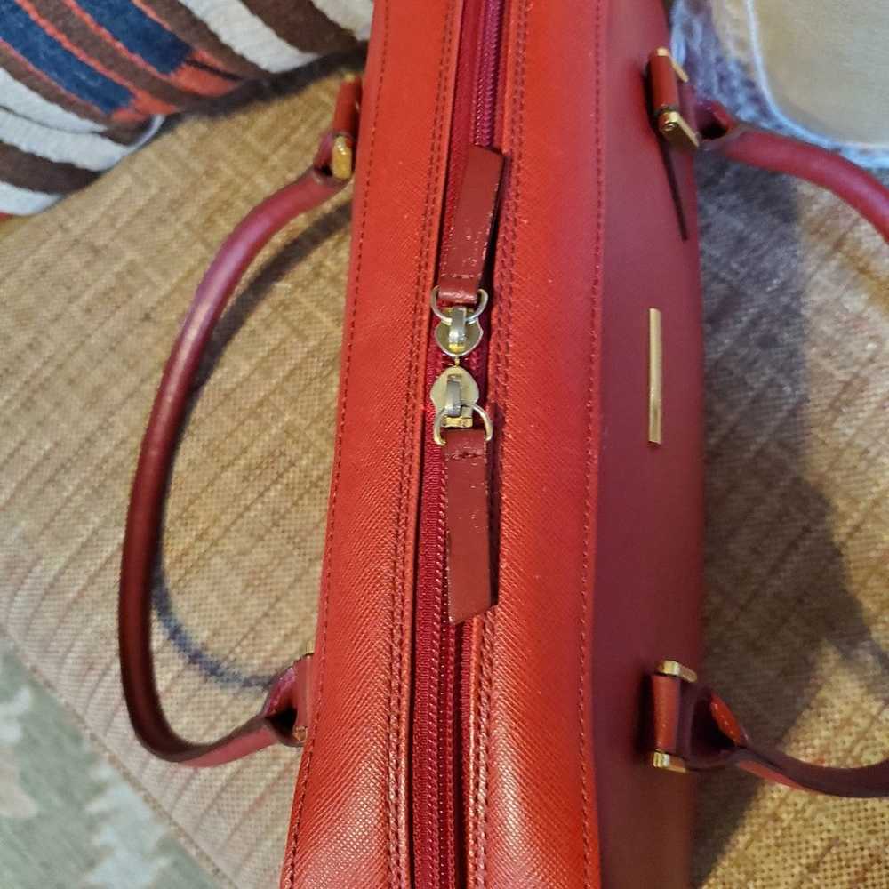 Vintage Burberry Red Saffiano Leather Boston Bag - image 4