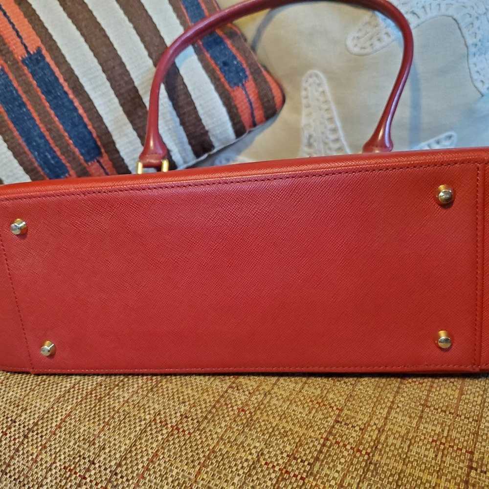 Vintage Burberry Red Saffiano Leather Boston Bag - image 6