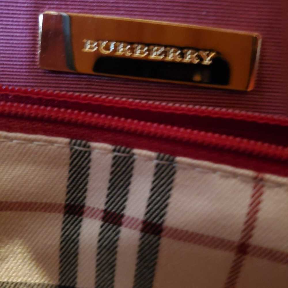 Vintage Burberry Red Saffiano Leather Boston Bag - image 7