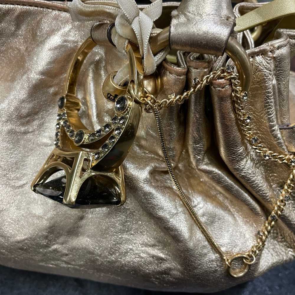 Vintage Juicy Couture Gold Satchel Metallic Y2K W… - image 4