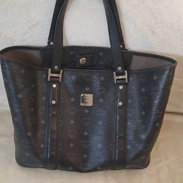 Big MCM navy shoulder bag