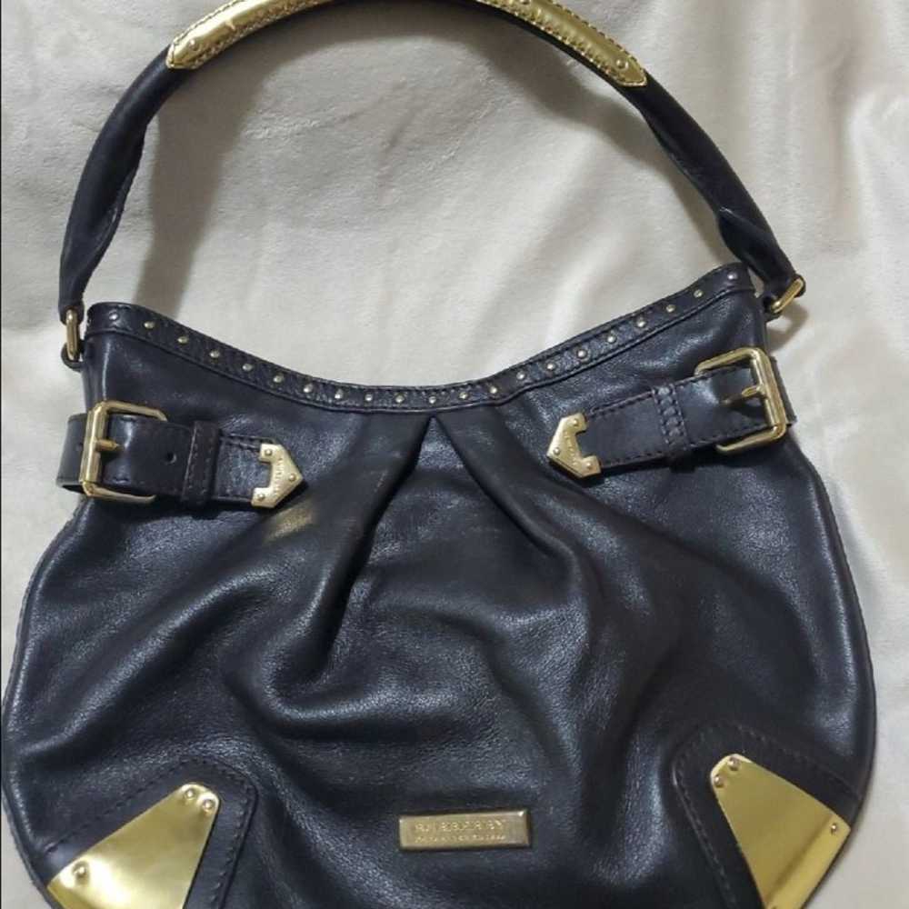 Burberry Vintage Leather Hobo Handbag 100% Authen… - image 1