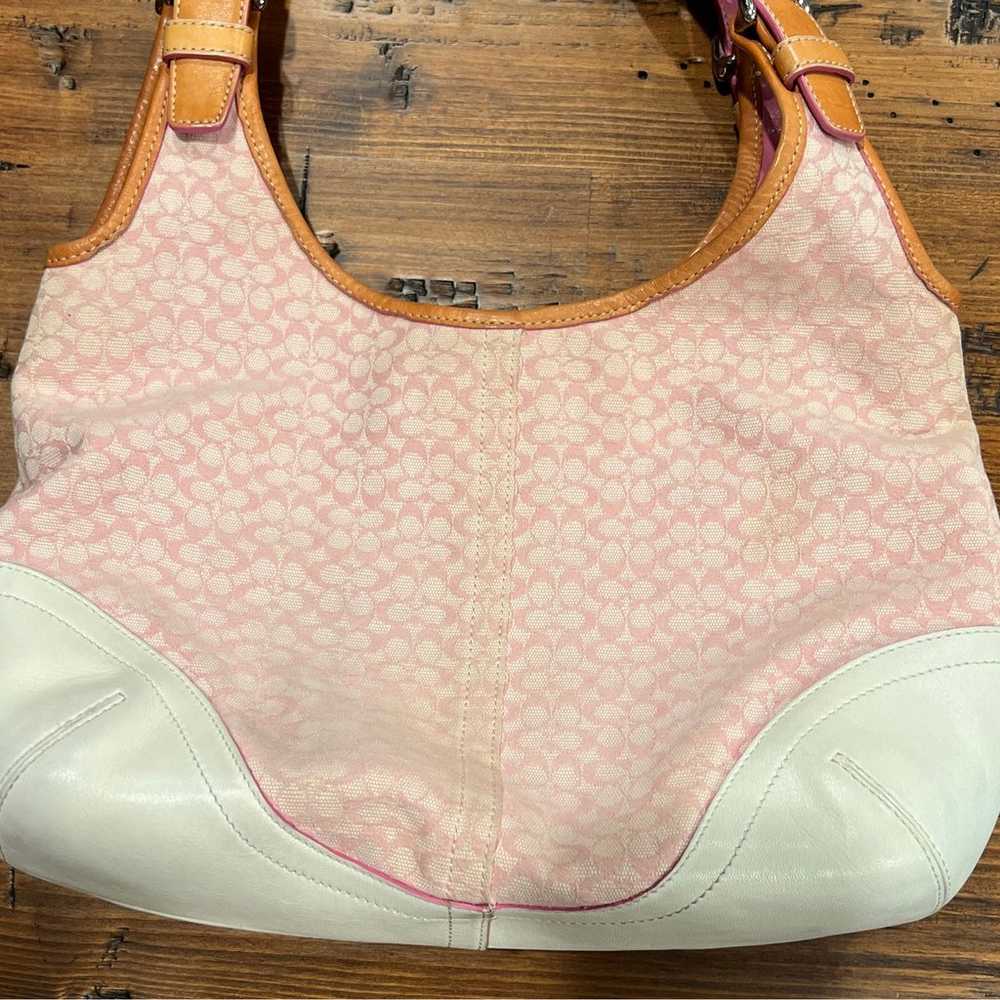 Coach vintage pink/white/tan shoulder purse - image 3