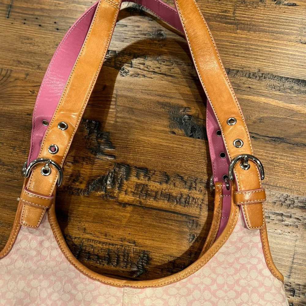 Coach vintage pink/white/tan shoulder purse - image 5