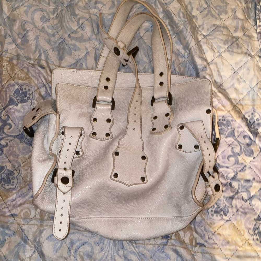 Vintage White Mulberry Roxanne Satchel Handbag Le… - image 9