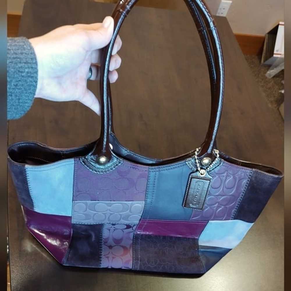 Vintage Coach EUC++ Bleecker Patchwork Tote Purpl… - image 12