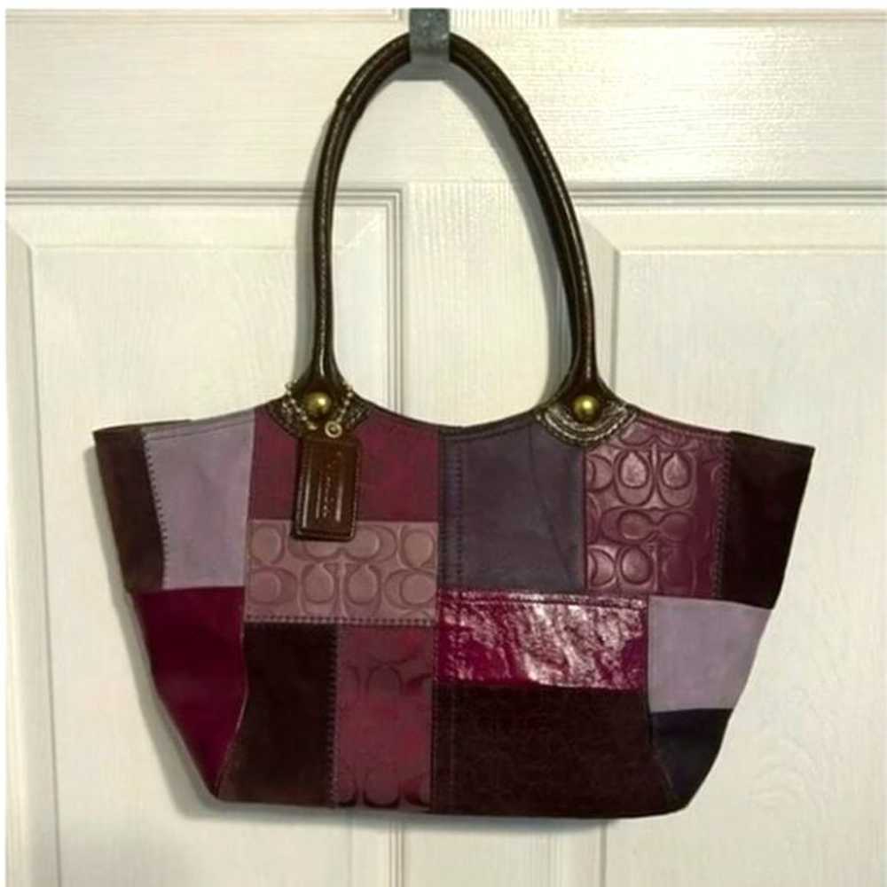 Vintage Coach EUC++ Bleecker Patchwork Tote Purpl… - image 1