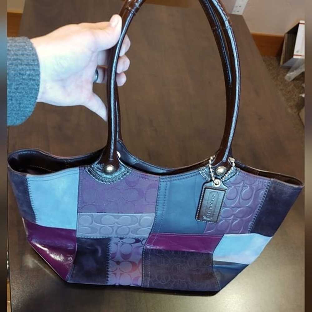 Vintage Coach EUC++ Bleecker Patchwork Tote Purpl… - image 3