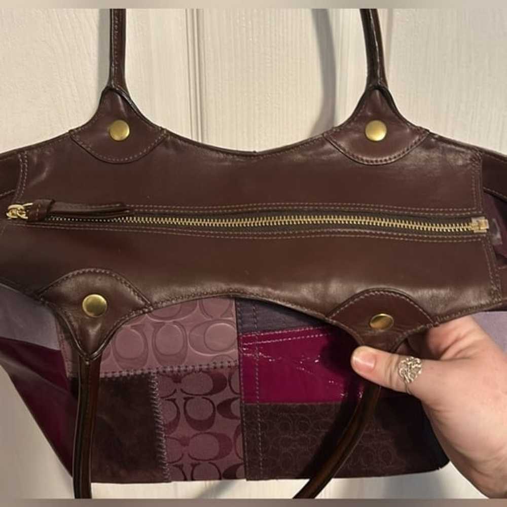 Vintage Coach EUC++ Bleecker Patchwork Tote Purpl… - image 9