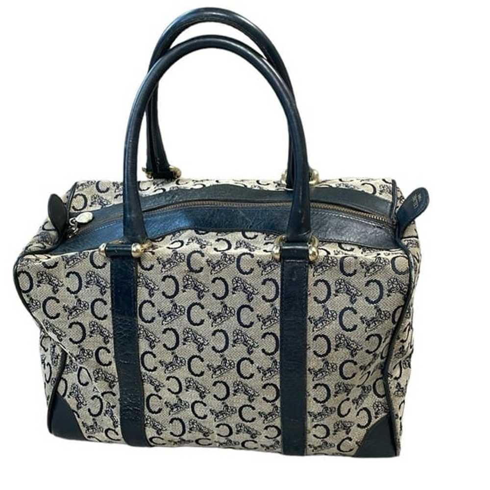 Vintage Celine Square Duffle Boston Bag Navy Blue… - image 1