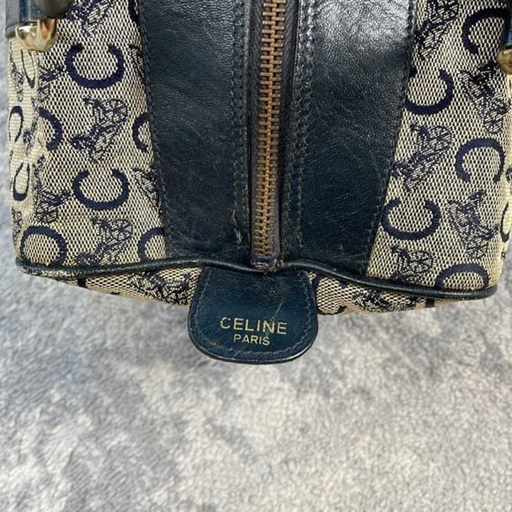 Vintage Celine Square Duffle Boston Bag Navy Blue… - image 8