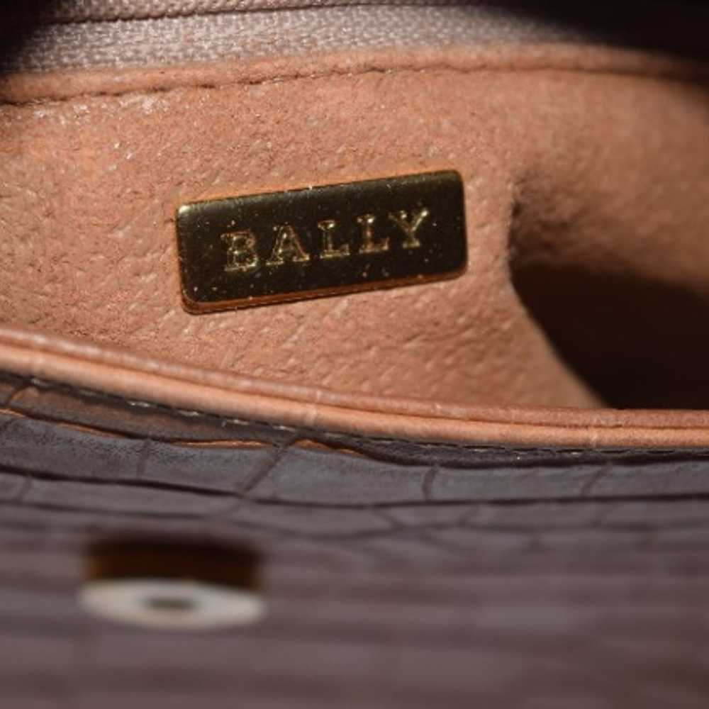 BALLY Vintage Camel Brown Croc Embossed Leather F… - image 11