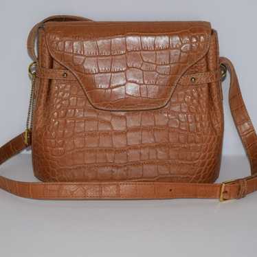 BALLY Vintage Camel Brown Croc Embossed Leather F… - image 1