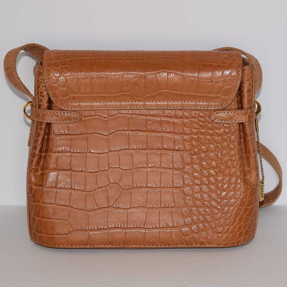 BALLY Vintage Camel Brown Croc Embossed Leather F… - image 3