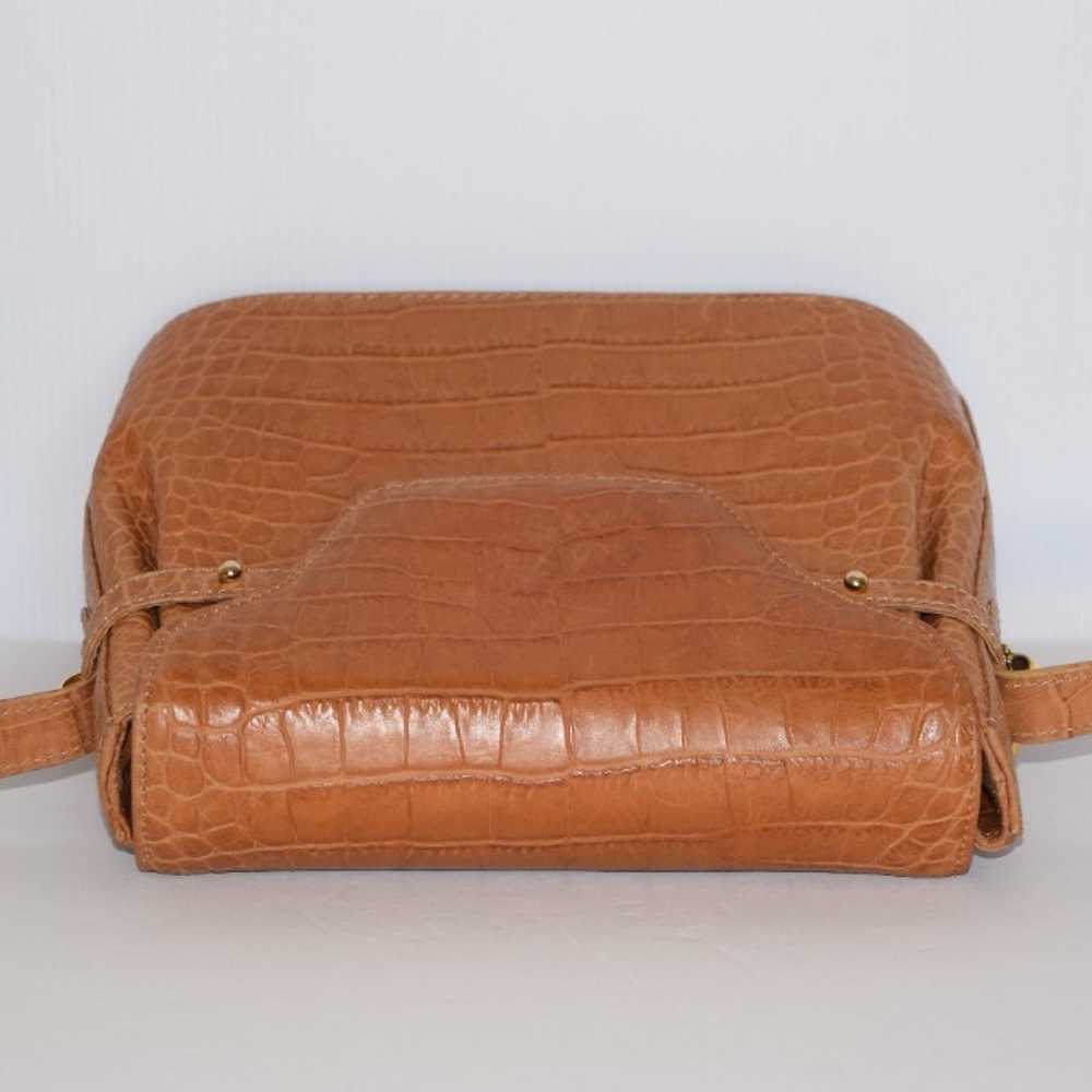 BALLY Vintage Camel Brown Croc Embossed Leather F… - image 5