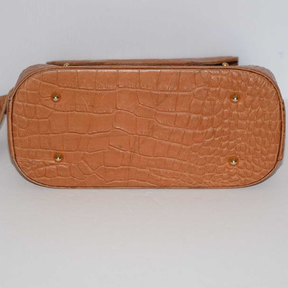 BALLY Vintage Camel Brown Croc Embossed Leather F… - image 6