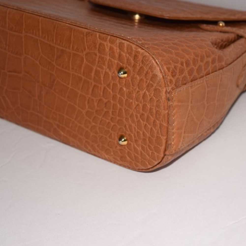 BALLY Vintage Camel Brown Croc Embossed Leather F… - image 7