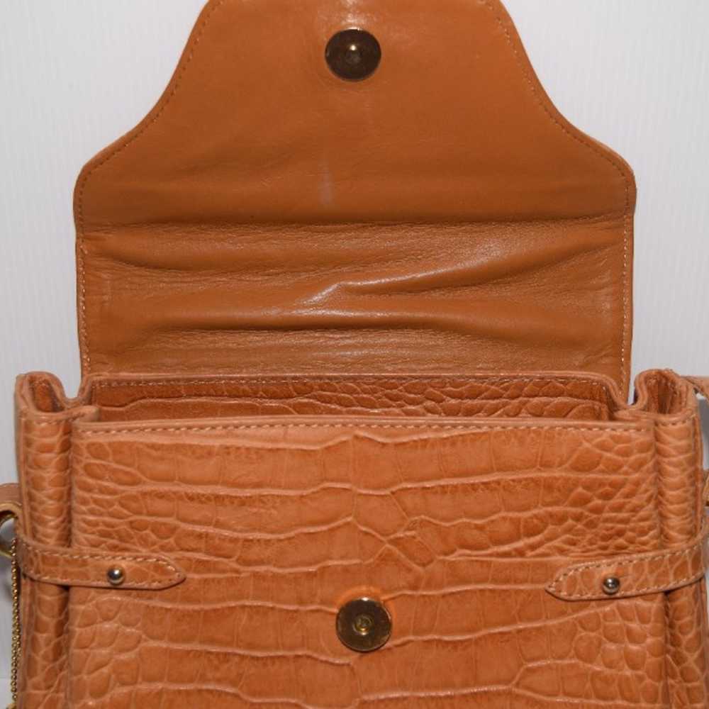 BALLY Vintage Camel Brown Croc Embossed Leather F… - image 9