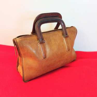 Vintage Coach Tan Leather Slim Satchel Compact Ma… - image 1