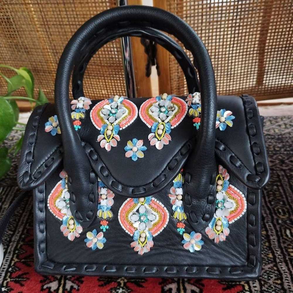 Carving Tribes Beads Shoulder Bag Handbag Leather - image 2