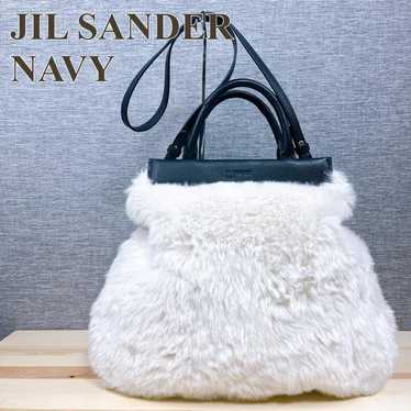 Jil Sander Navy 2-Way Shoulder Bag Tote Bag Fur.