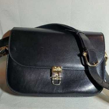 Old Celine Carriage Hardware Shoulder Bag Black