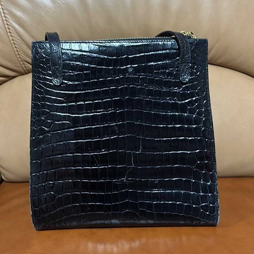 Vintage Salvatore Ferragamo Black Croc Embossed L… - image 4