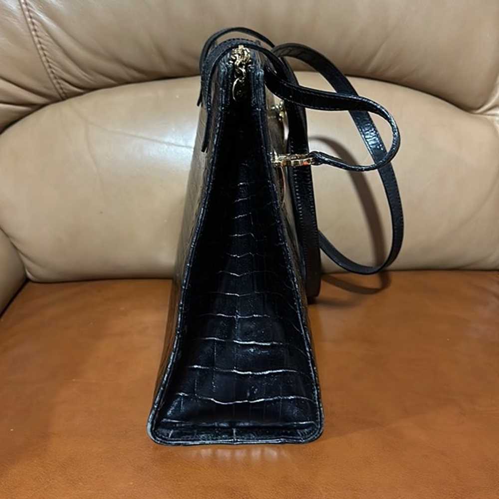 Vintage Salvatore Ferragamo Black Croc Embossed L… - image 5