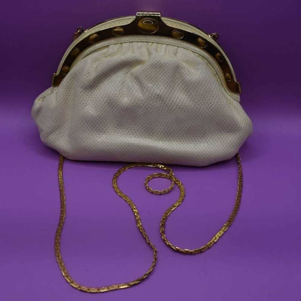 Vintage Finesse La Model Ivory Snakeskin Clutch C… - image 3