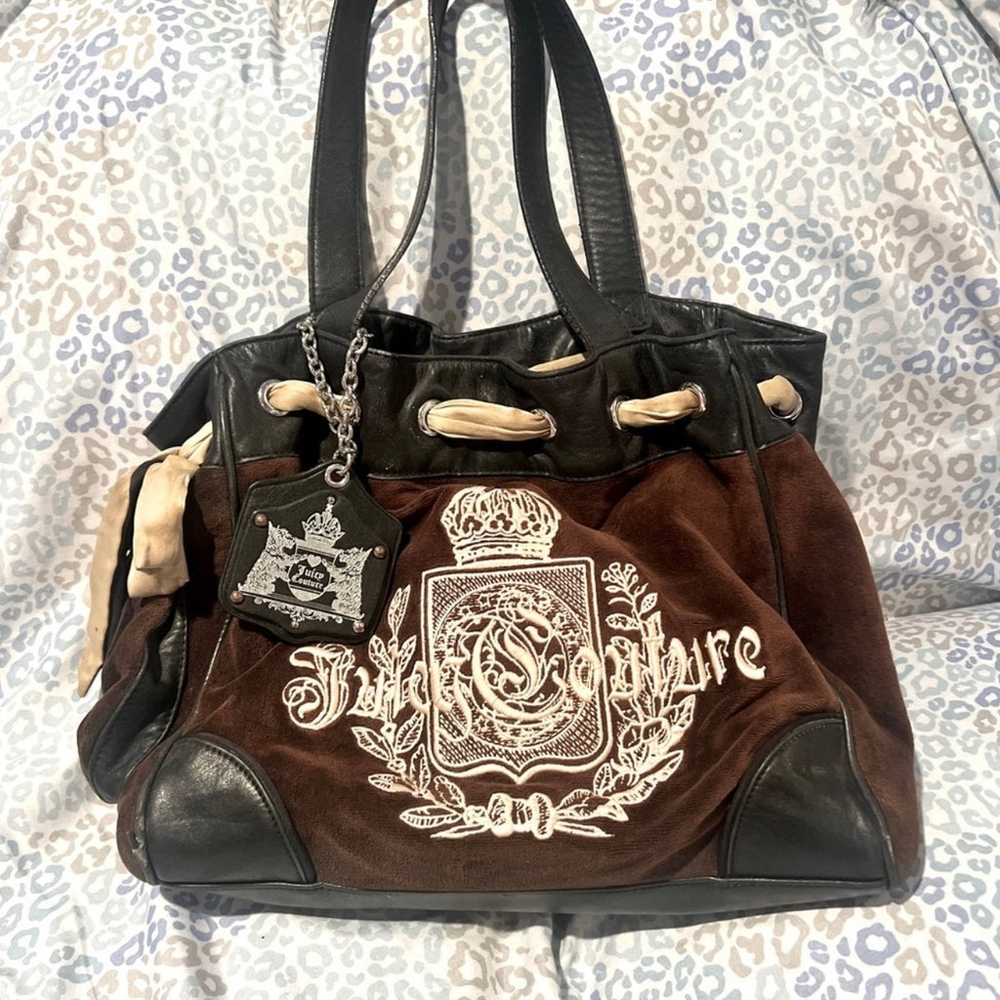 Vintage Dark Brown Juicy Couture Purse Tote Bag H… - image 1