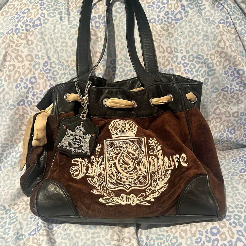 Vintage Dark Brown Juicy Couture Purse Tote Bag H… - image 6