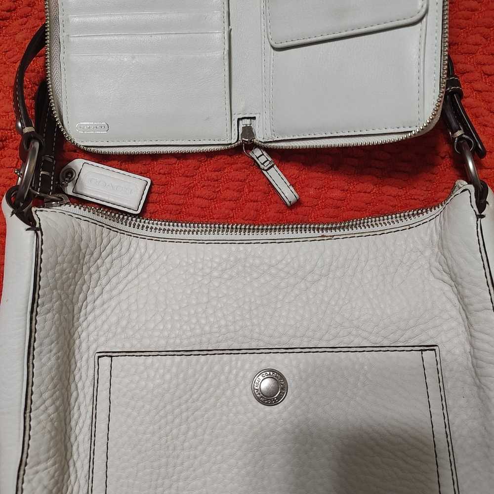 Coach white pebbled leather bag and wallet - image 2