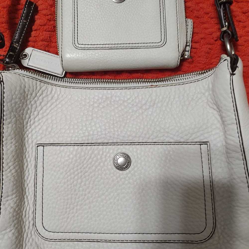 Coach white pebbled leather bag and wallet - image 3