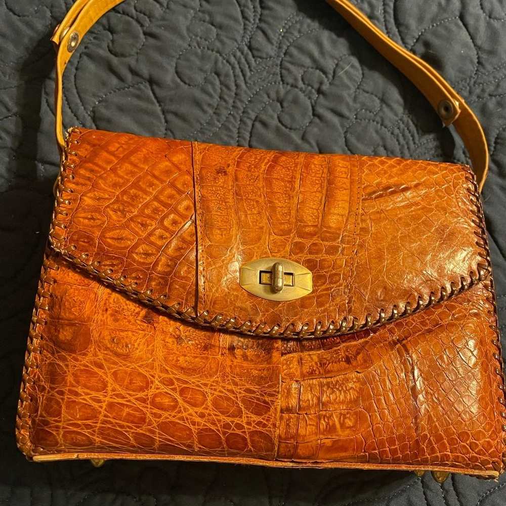 Vintage Handmade Alligator Purse #4160 - image 12