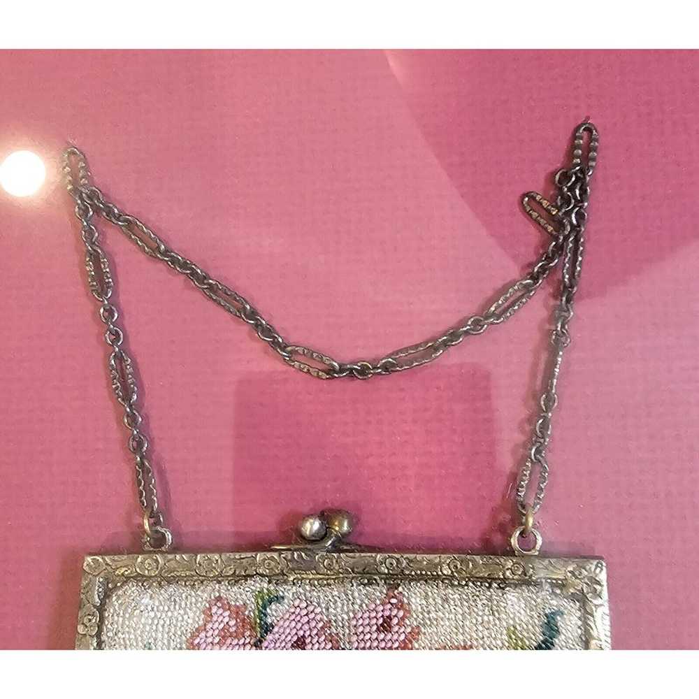 Antique Vintage Framed Micro Beaded Floral Purse … - image 4