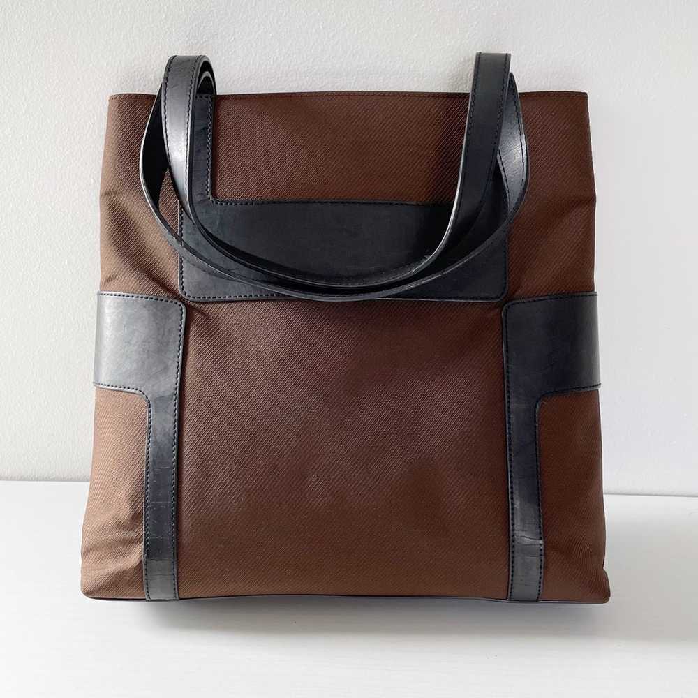 Givenchy brown nylon and black leather vintage sh… - image 2