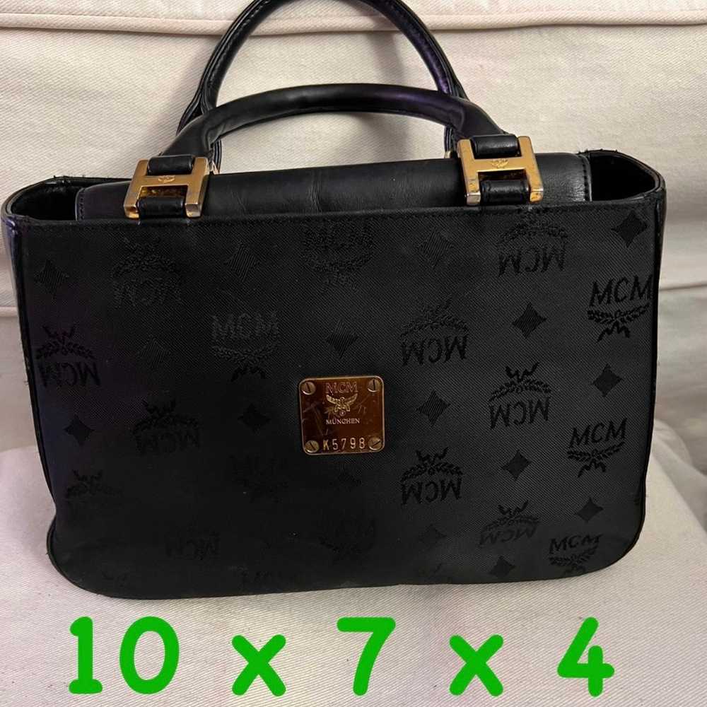 MCM Black Nylon Satchel Purse Small MCM Vintage L… - image 9