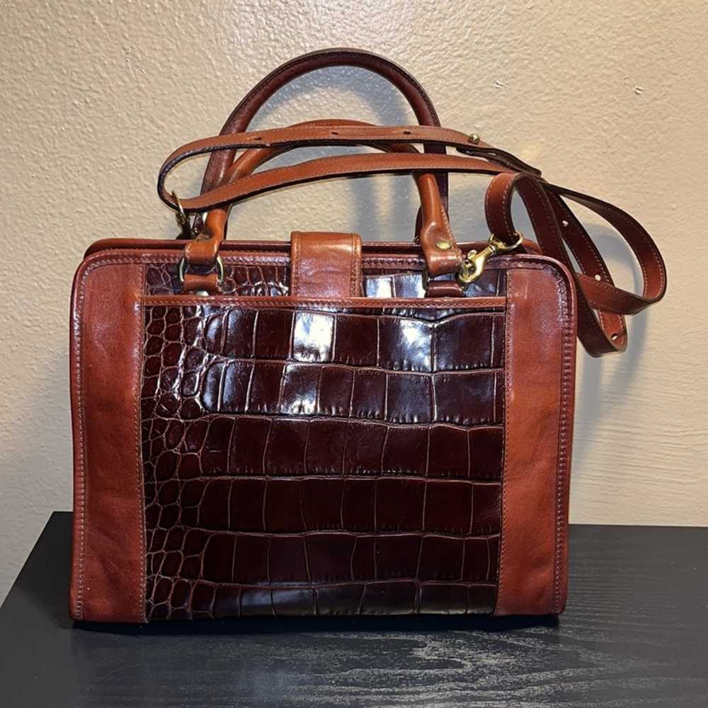 Vintage Brahmin brown croc embossed leather satch… - image 2