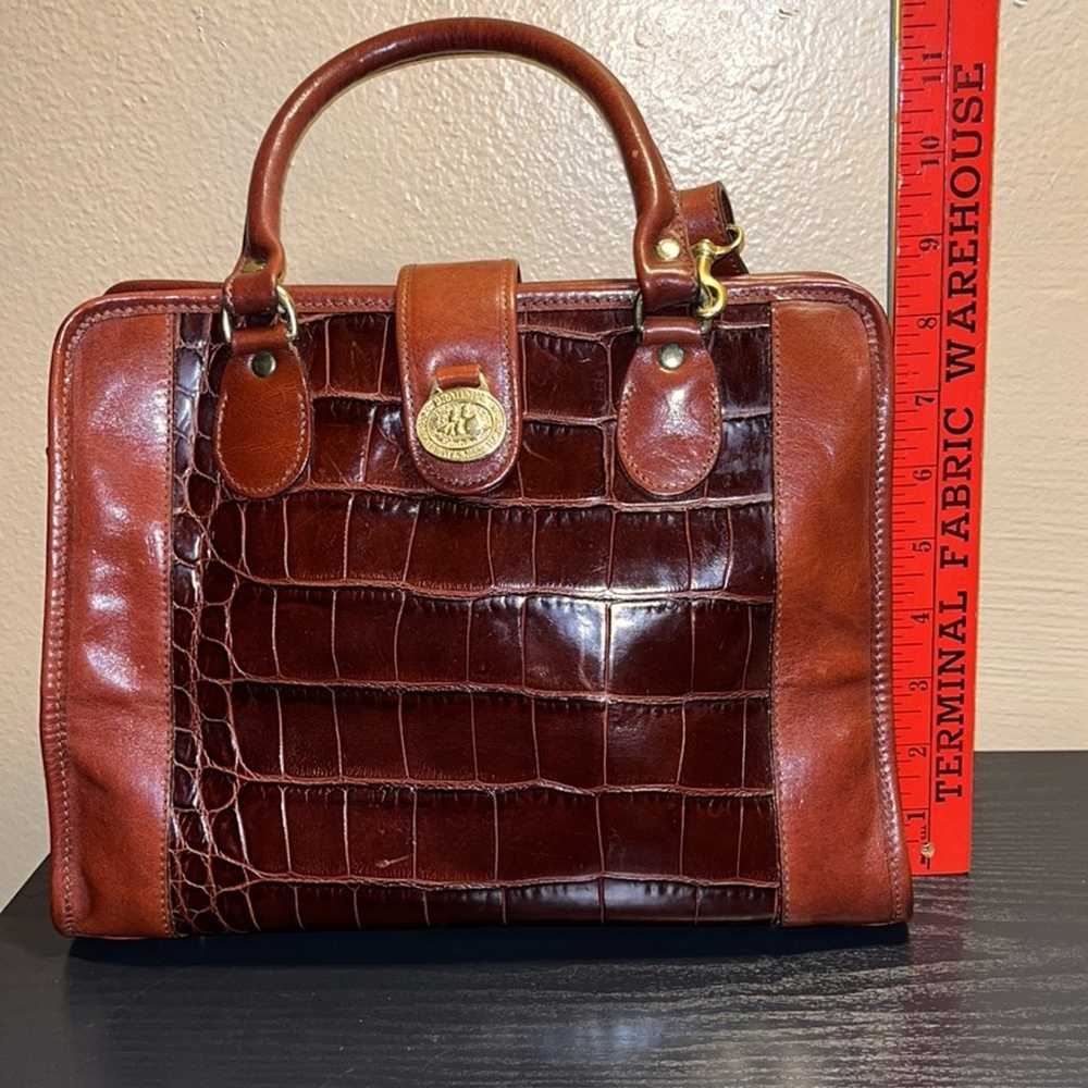 Vintage Brahmin brown croc embossed leather satch… - image 3