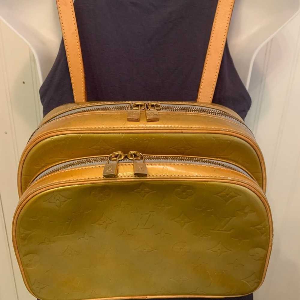 Louis Vuitton vernis yellow backpack vintage mono… - image 1