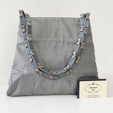 Prada gray Tessuto nylon plexiglass and leather v… - image 1