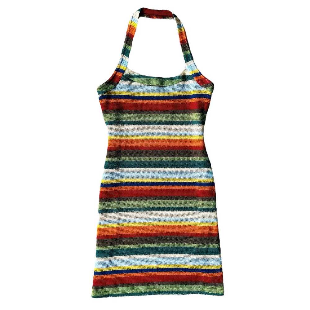 90s Striped Knit Halter Dress (S/M) - image 3