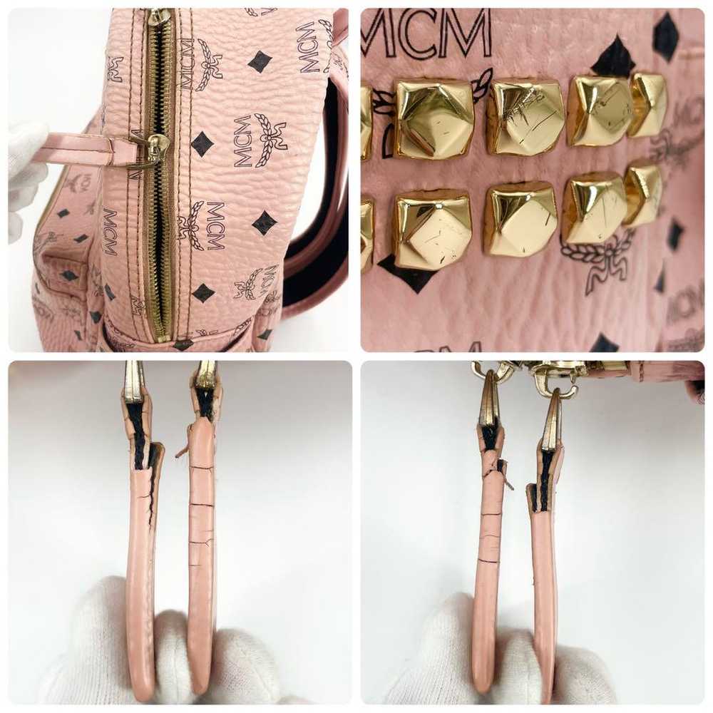 MCM MCMM backpack Visetos studs leather pink patt… - image 12