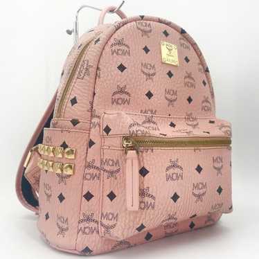 MCM MCMM backpack Visetos studs leather pink patt… - image 1