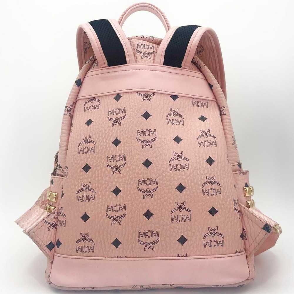 MCM MCMM backpack Visetos studs leather pink patt… - image 3