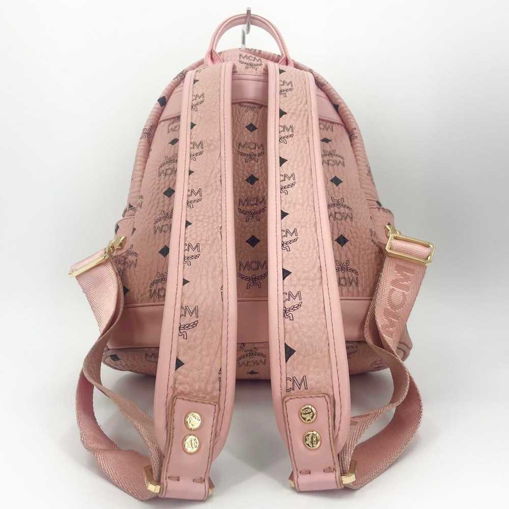 MCM MCMM backpack Visetos studs leather pink patt… - image 4