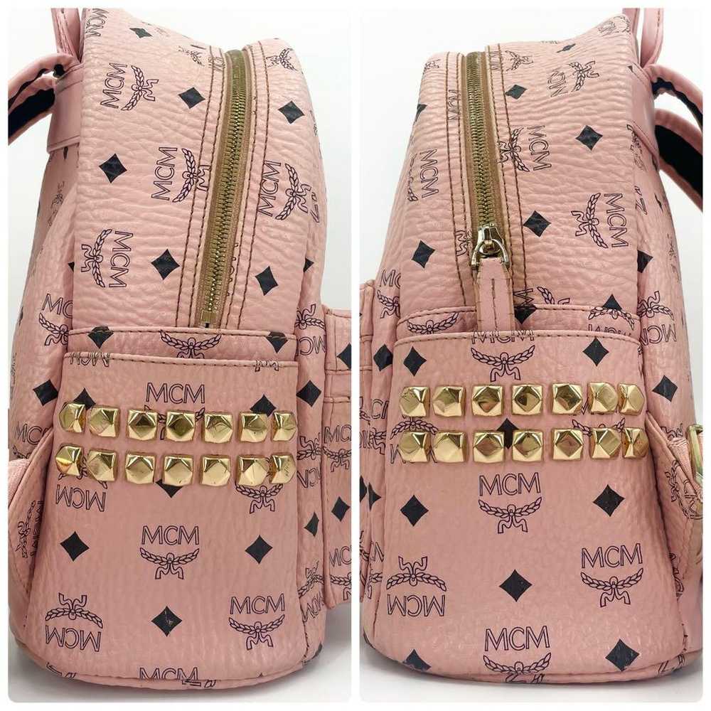 MCM MCMM backpack Visetos studs leather pink patt… - image 5