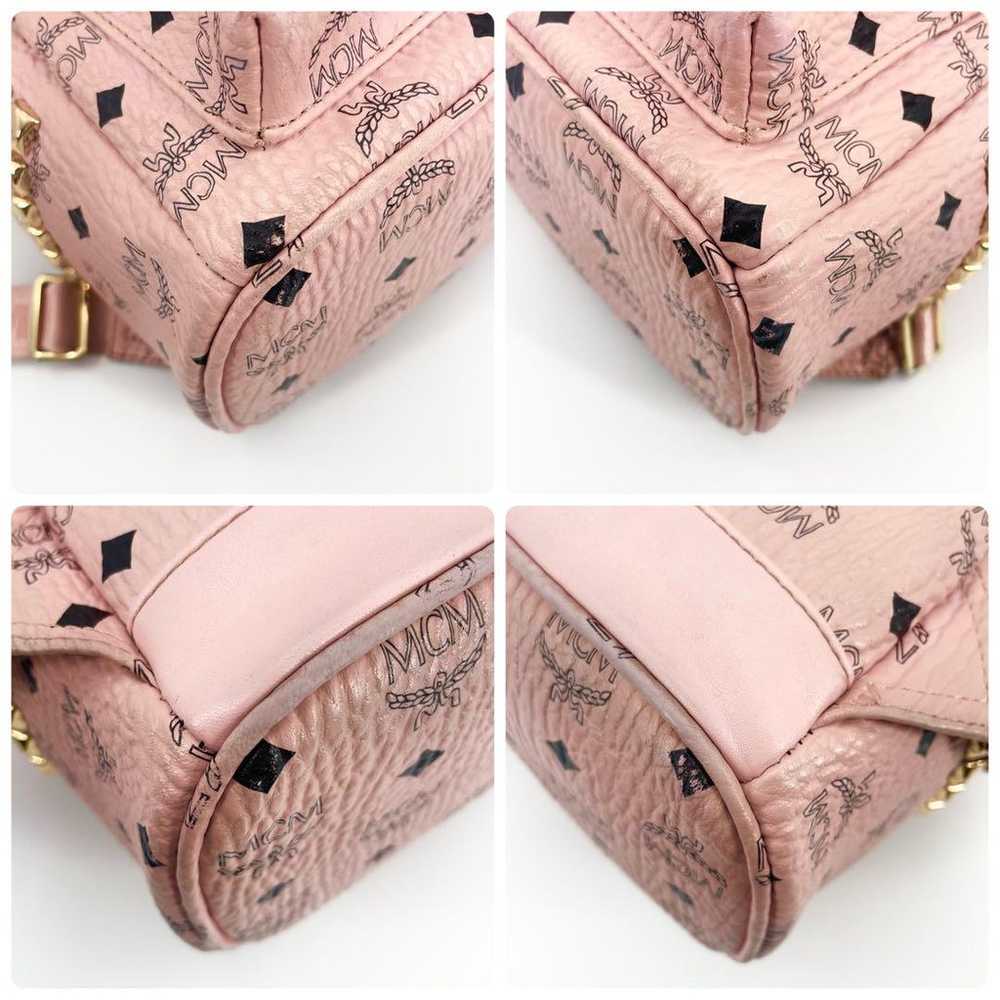 MCM MCMM backpack Visetos studs leather pink patt… - image 7