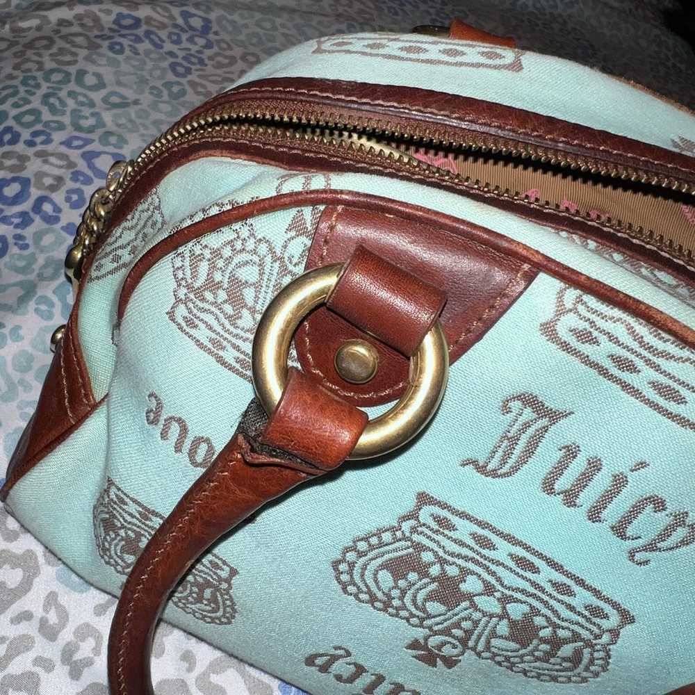 Vintage RARE Brown Blue Juicy Couture Bowler Bag … - image 10